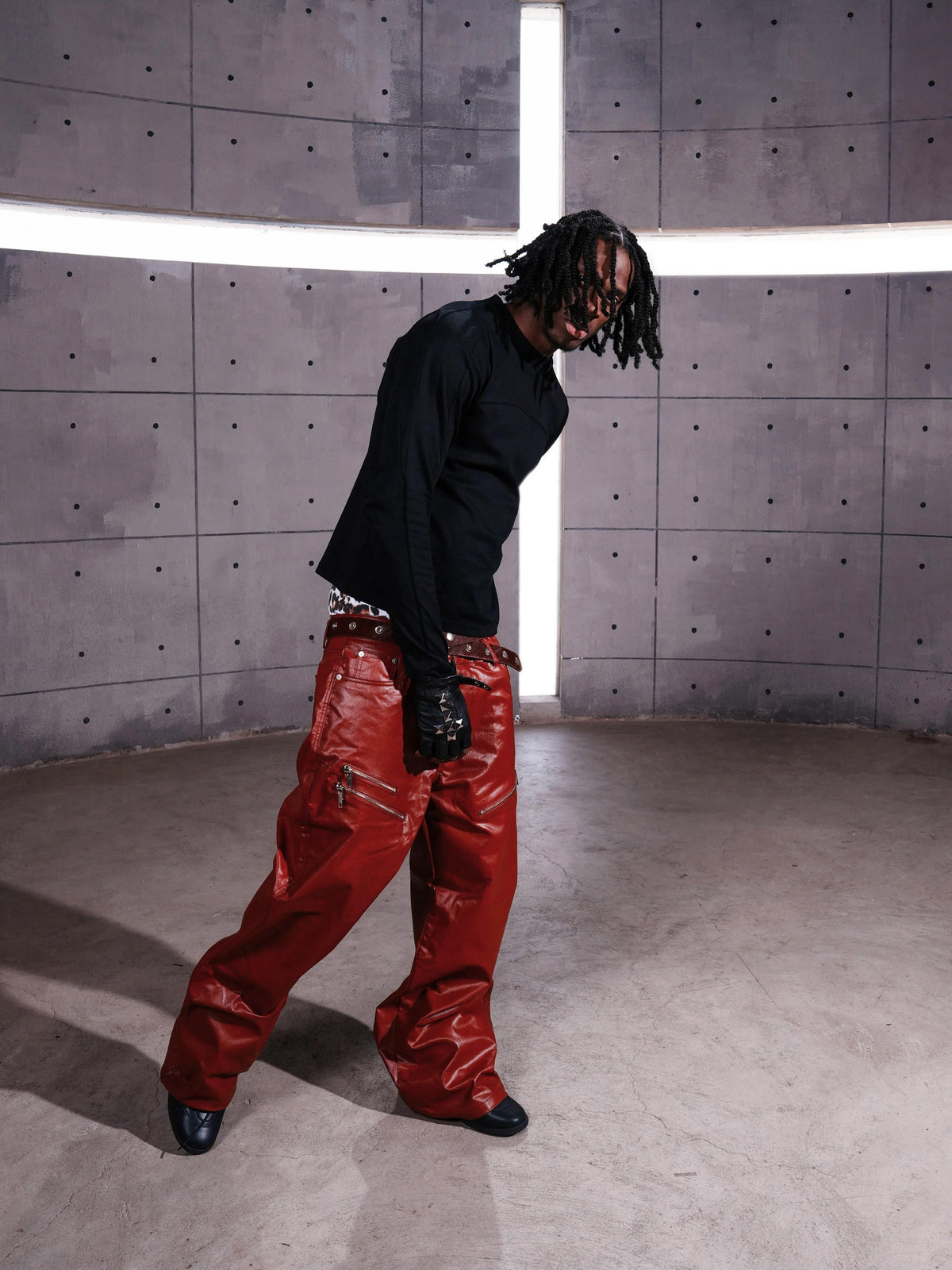 LIQUID METAL PINK COATED JEANS