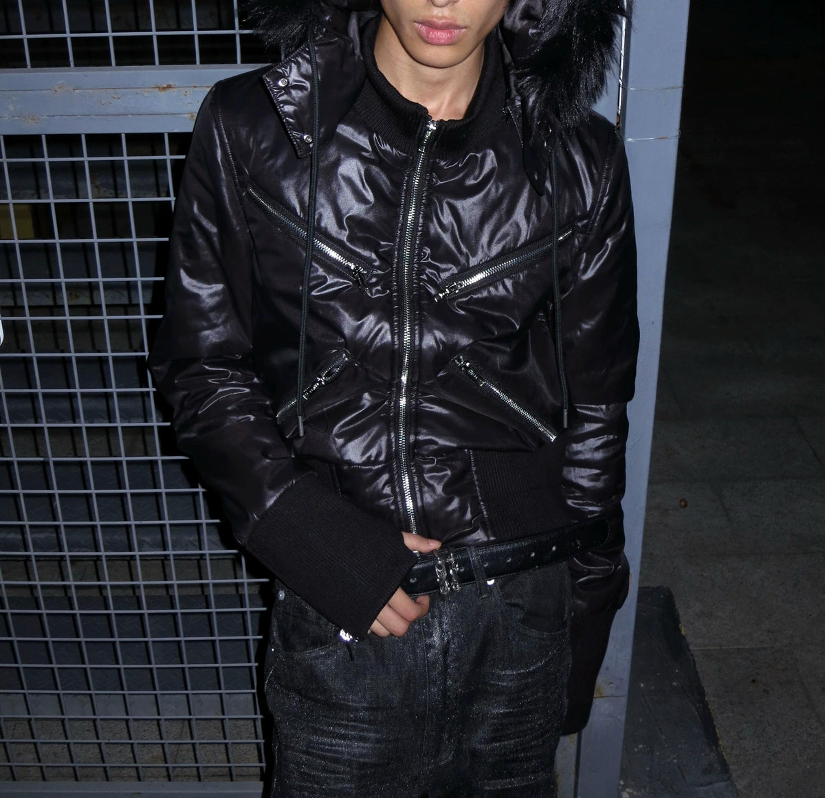 HOODED COTTON JACKET WITH DETACHABLE COLLAR