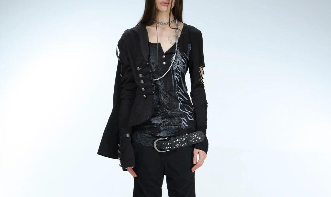 ダブルパンチグラフィックロングスリーブTシャツ