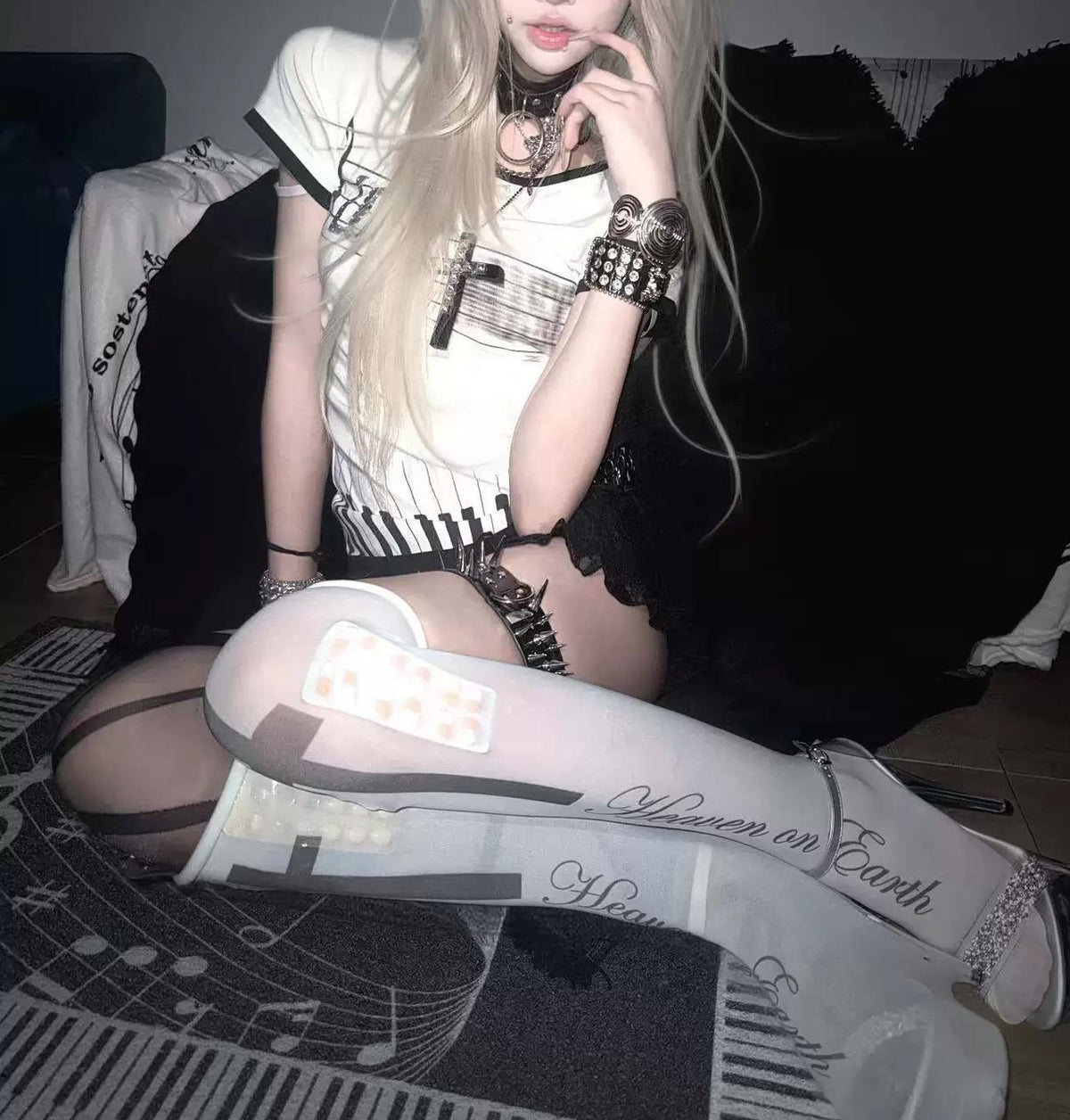 ポルカドットスリムTシャツ