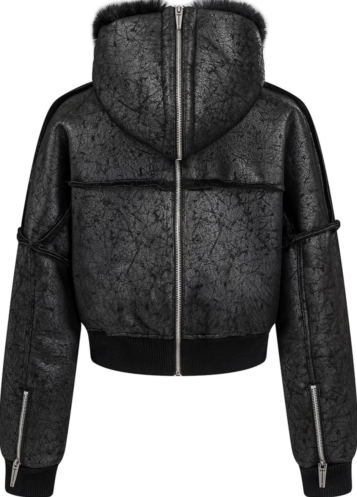 FUR COLLAR MULTI-ZIP JACKET