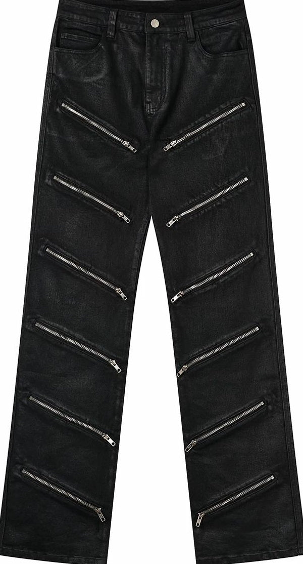 MULTI-ZIPPER SLIM FIT PANTS