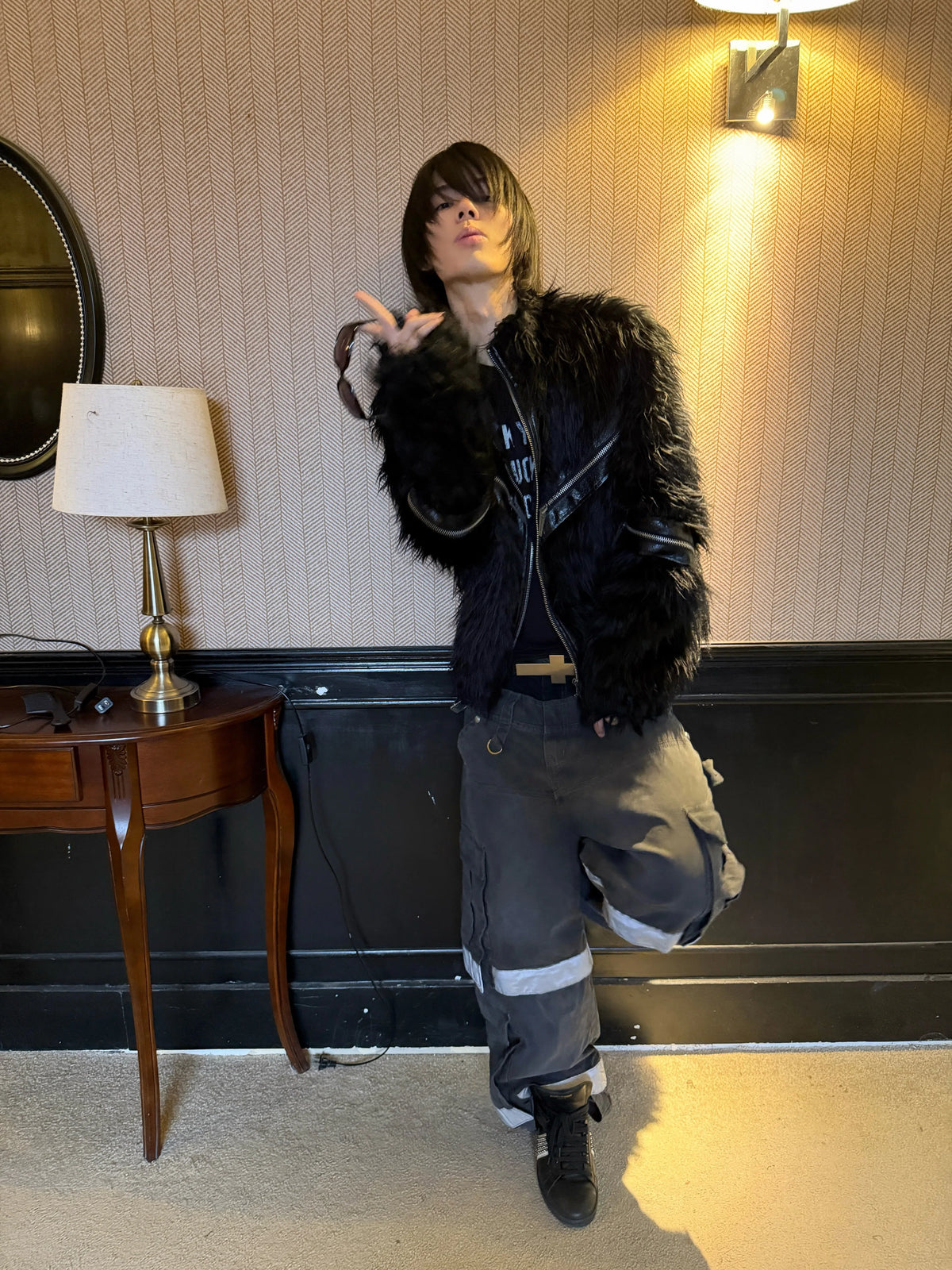 PATCHWORK LEATHER FUR JACKET
