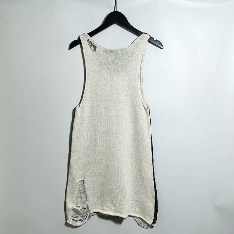 PRINTED COTTON KNIT VEST