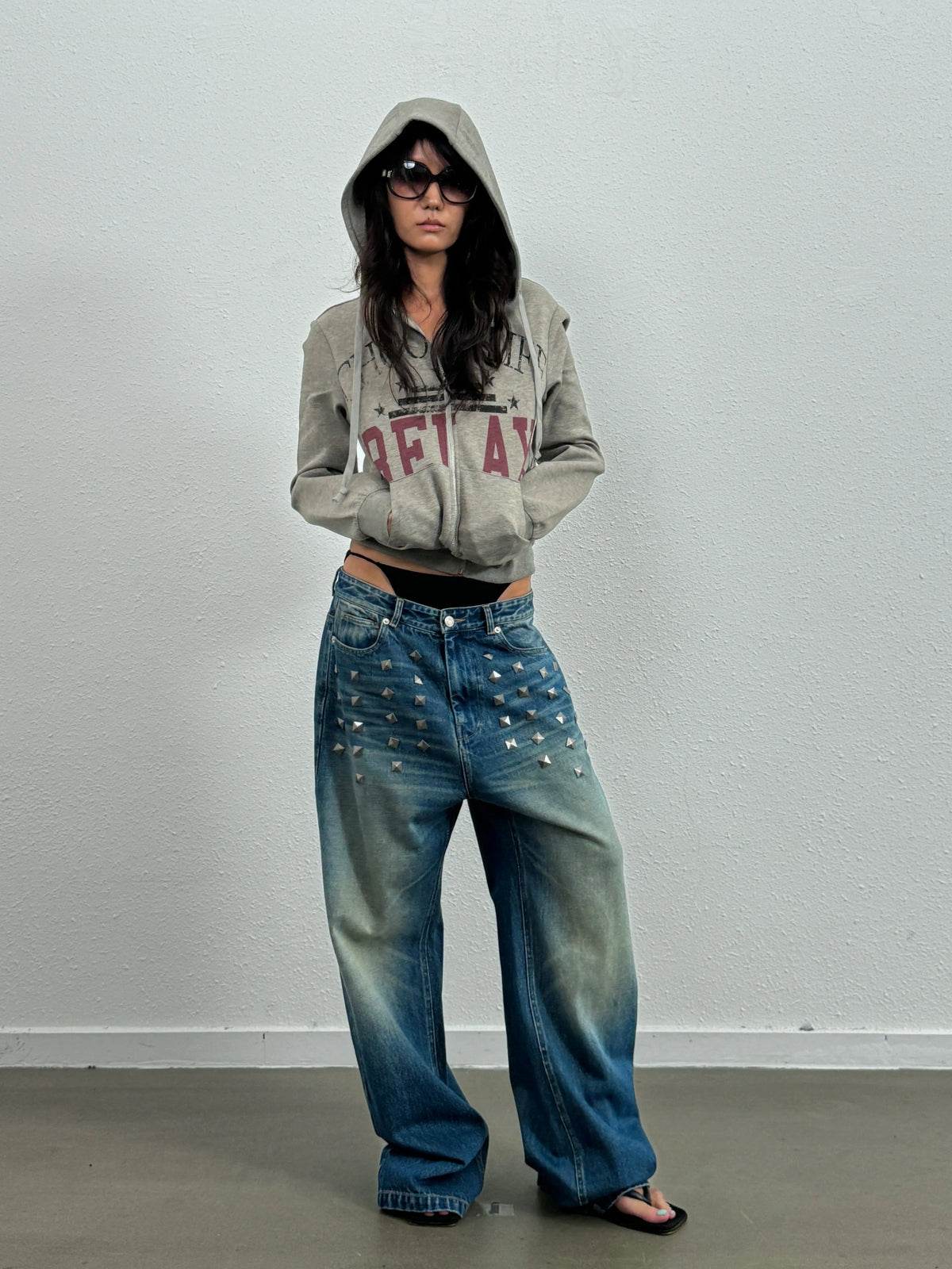 BLUE CAT WHISKERS EMBELLISHED JEANS