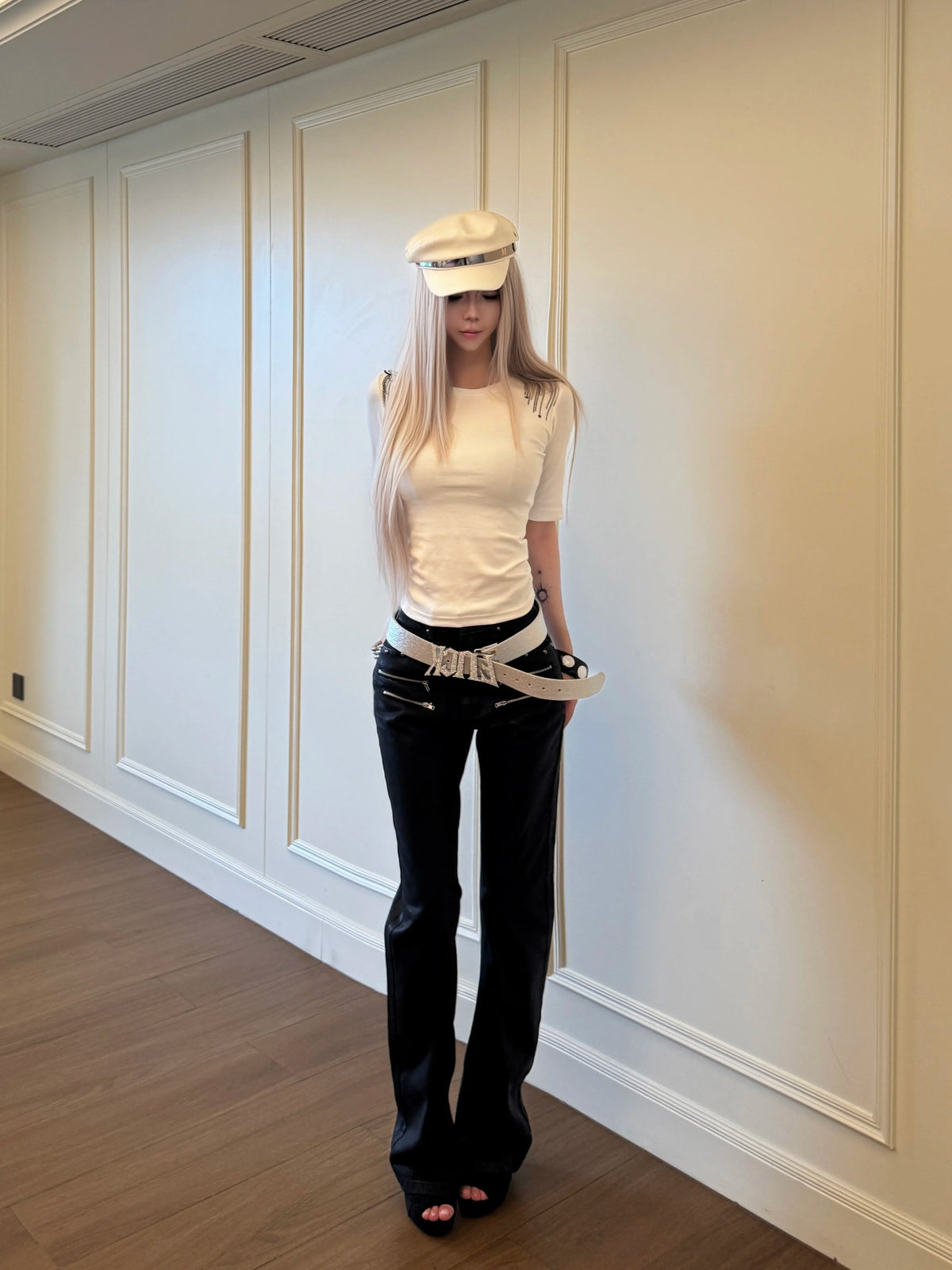 SLIM-FIT LAYERED WAXED JEANS