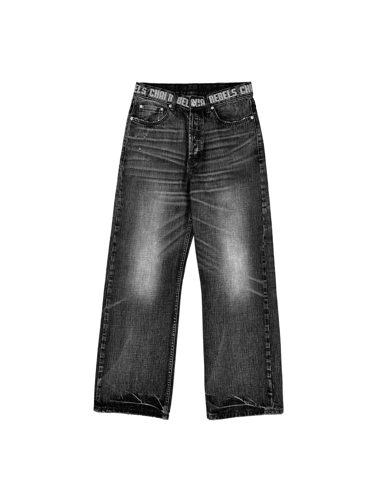 FADED CAT'S-EYE WIDE-LEG JEANS