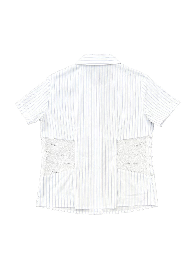 LACE-TRIMMED PATCHWORK BLOUSE