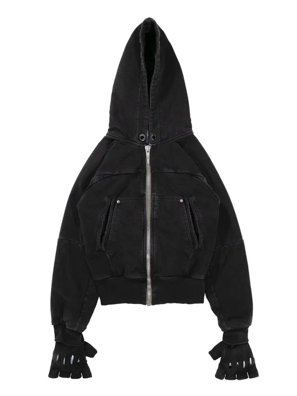 WASHED ZIPPER HOODED JACKET