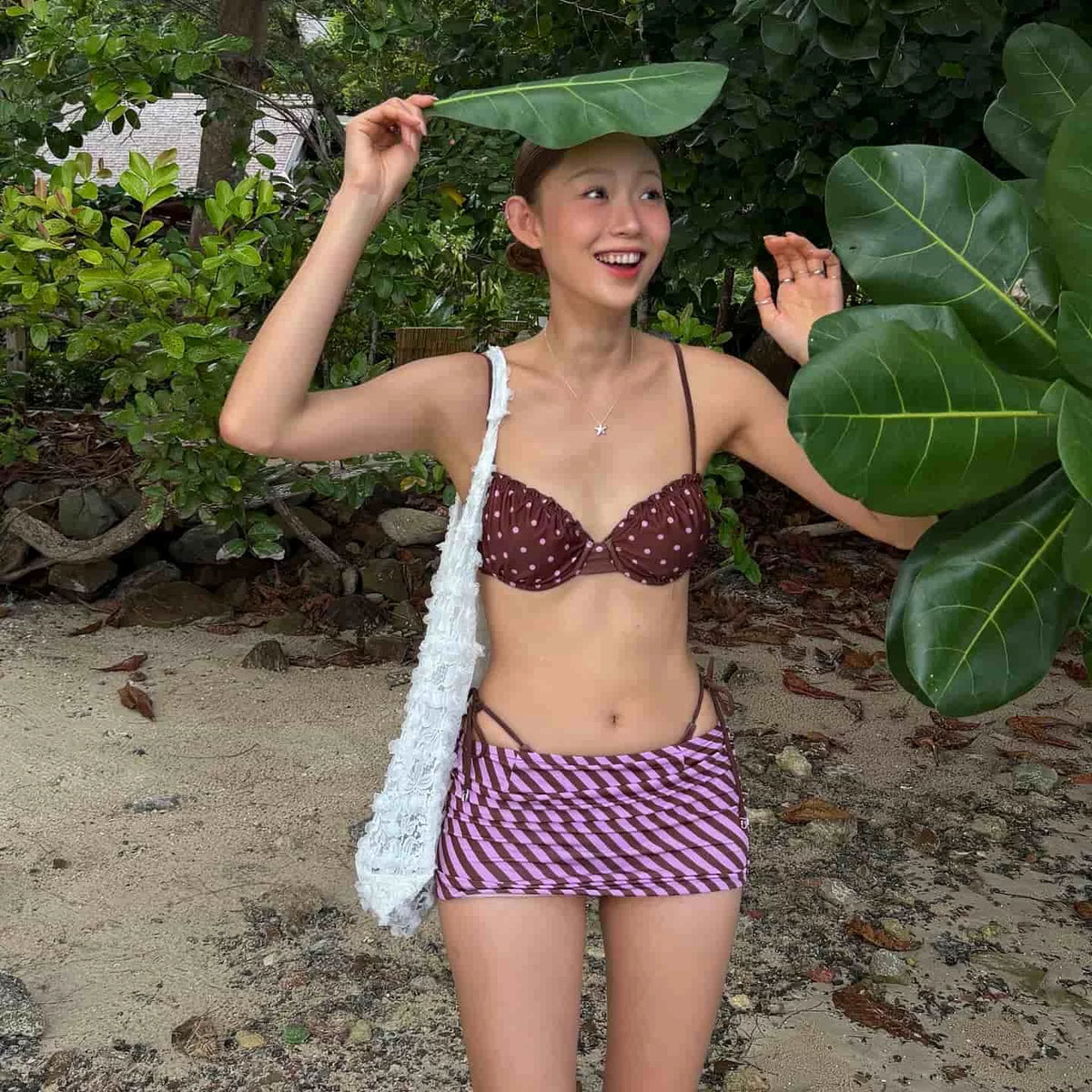 STRIPED HIGH-CUT BIKINI SET