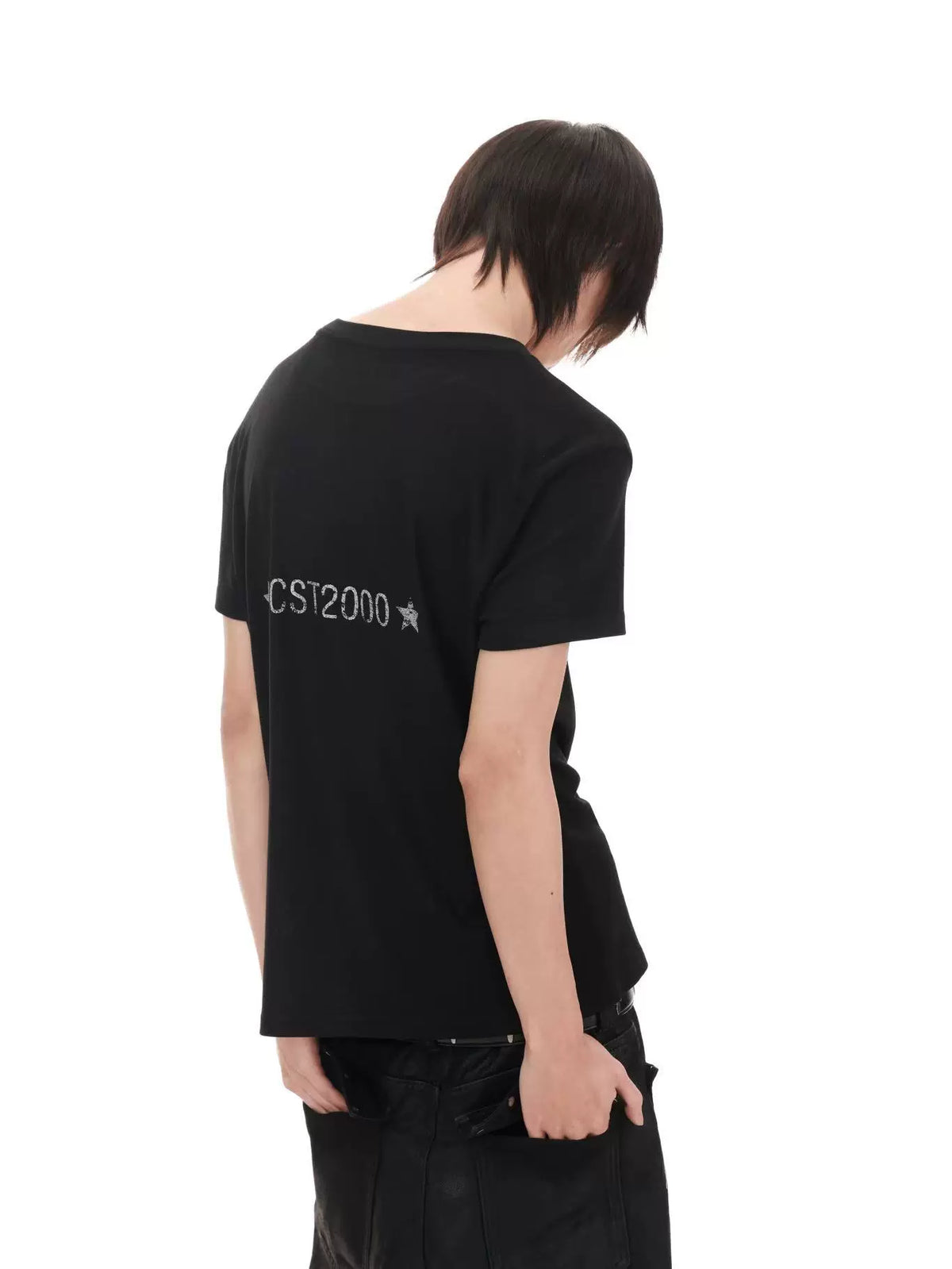 CHECKERED PRINT ROUND NECK T-SHIRT