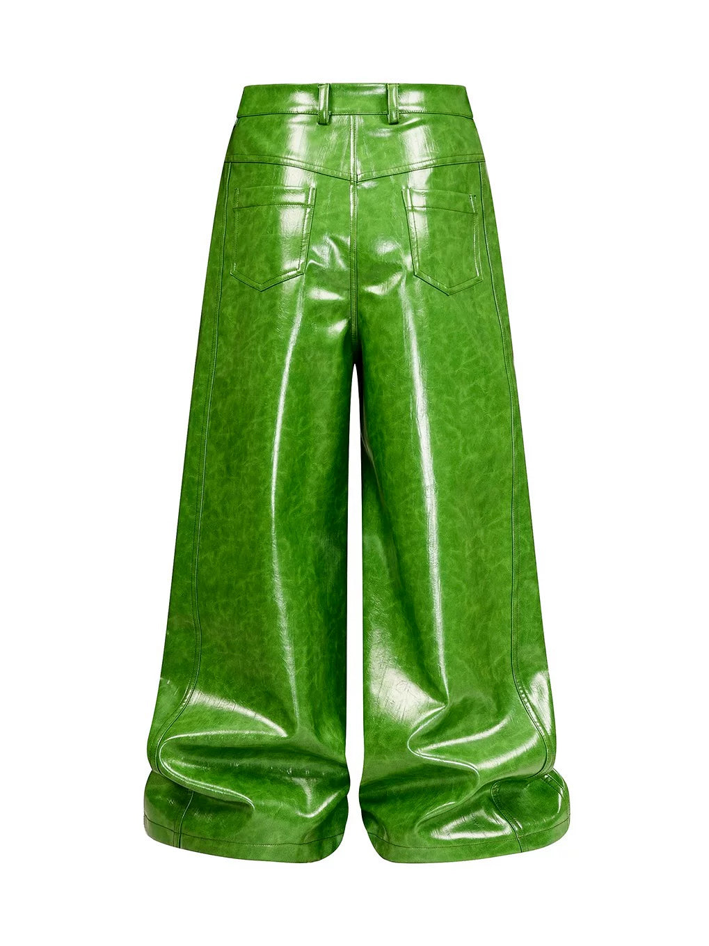 CRISPY GREEN LEATHER BAGGY PANTS