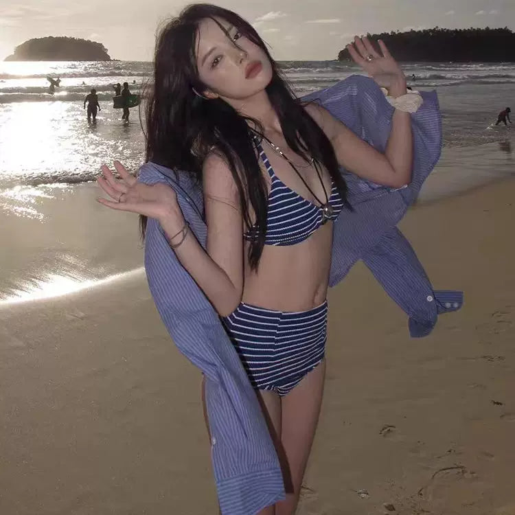 STRIPED HIGH-WAISTED BIKINI SET