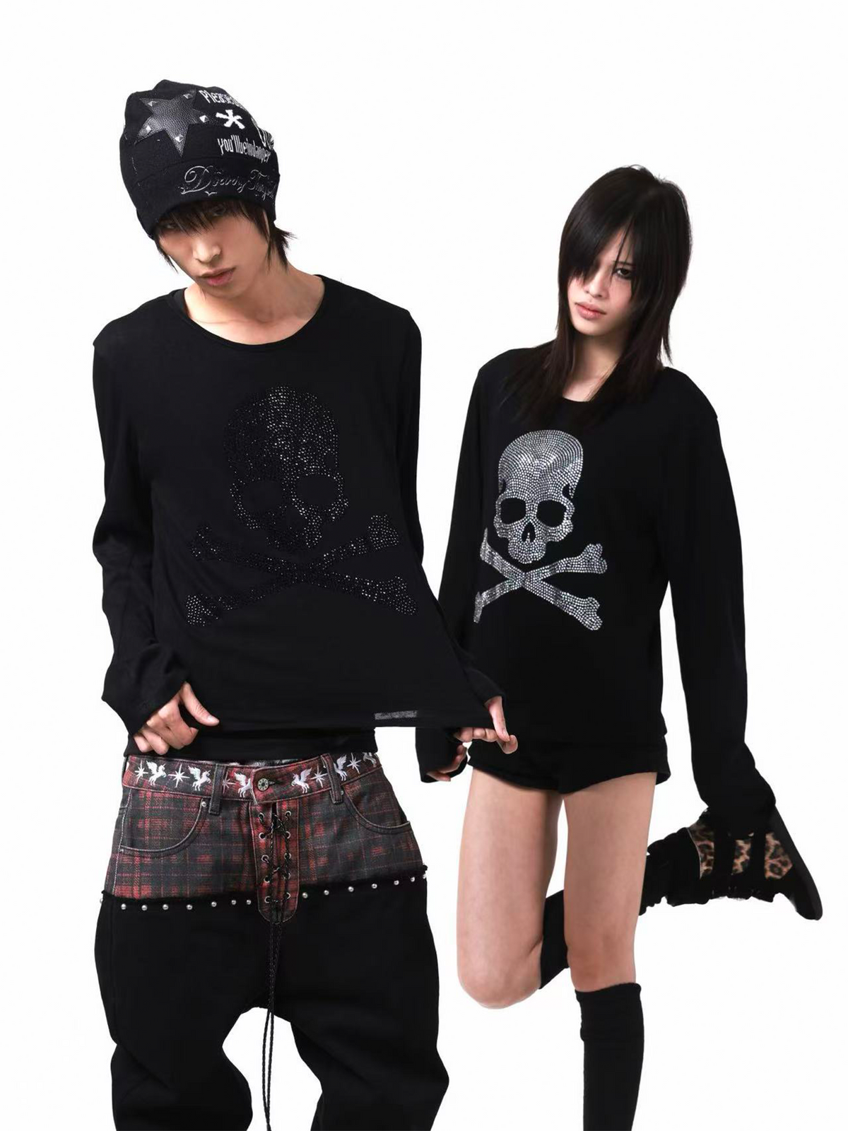 SKULL PATTERN LONG SLEEVE TEE
