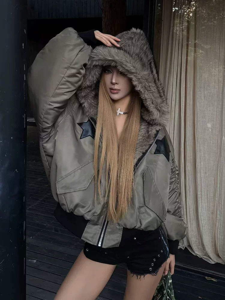 PENTAGRAM HOODED BOMBER JACKET