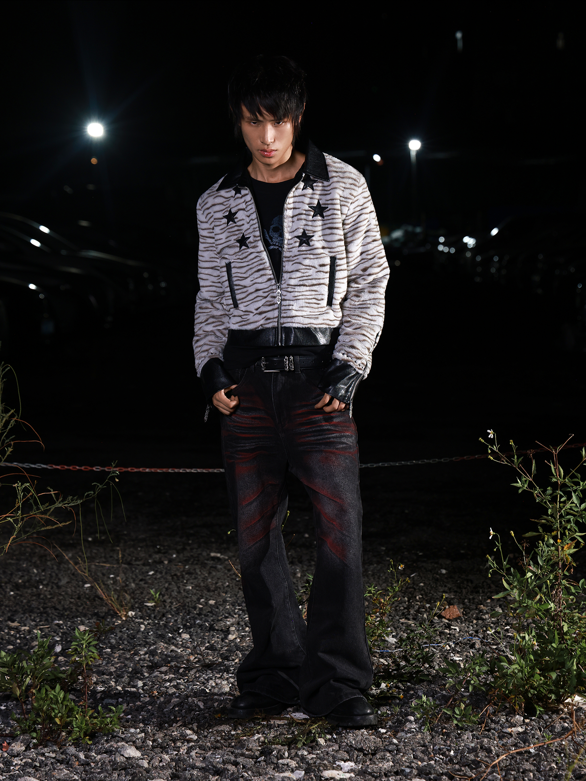 TIGER STRIPE SPLICED JACKET