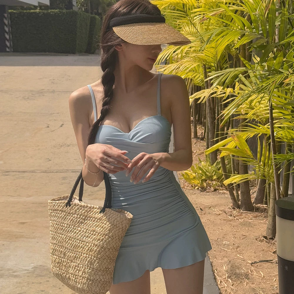 CUTE RUFFLED TWO-PIECE SWIMSUIT