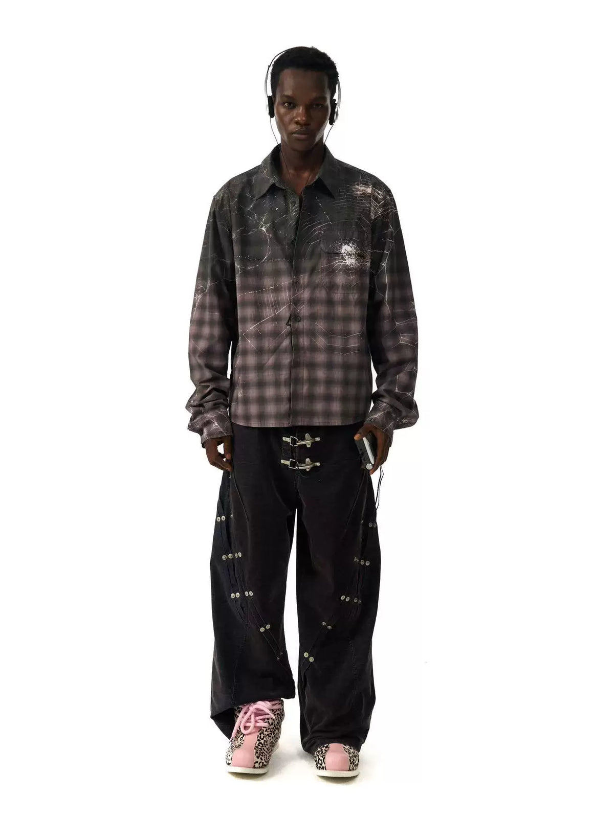 GRADIENT PLAID LAPEL SHIRT