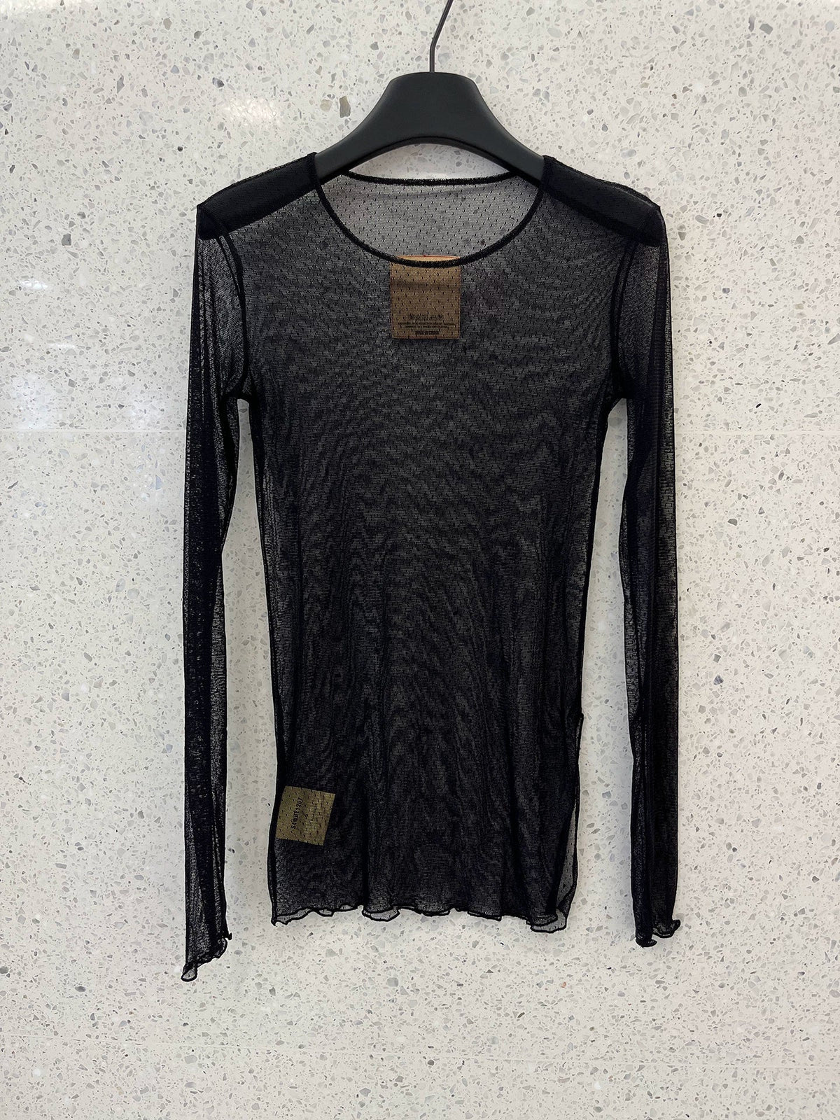 SHEER POLKA DOT MESH TOP