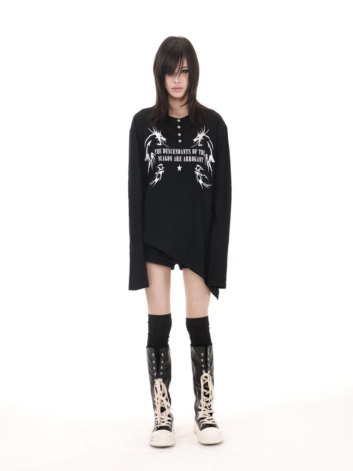 IRREGULAR DRAGON PATTERN T-SHIRT