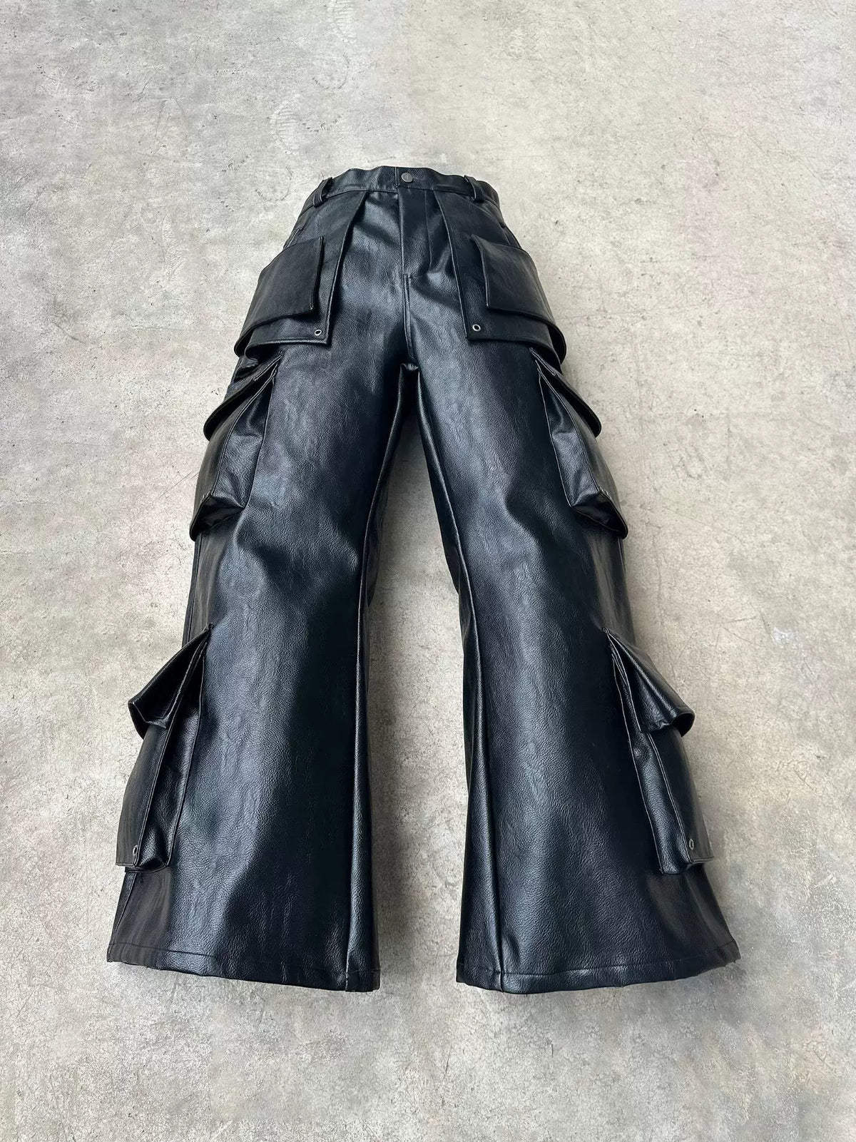 STRUCTURED LEATHER CARGO PANTS