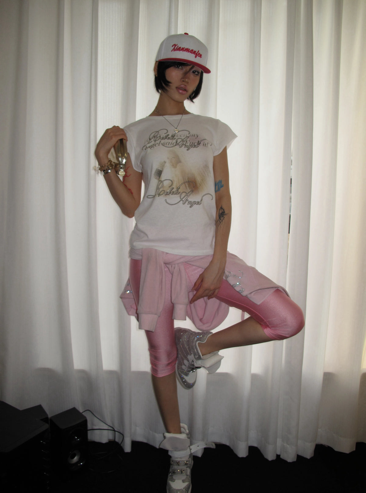 DRUNKEN ANGEL COTTON-LINEN T-SHIRT