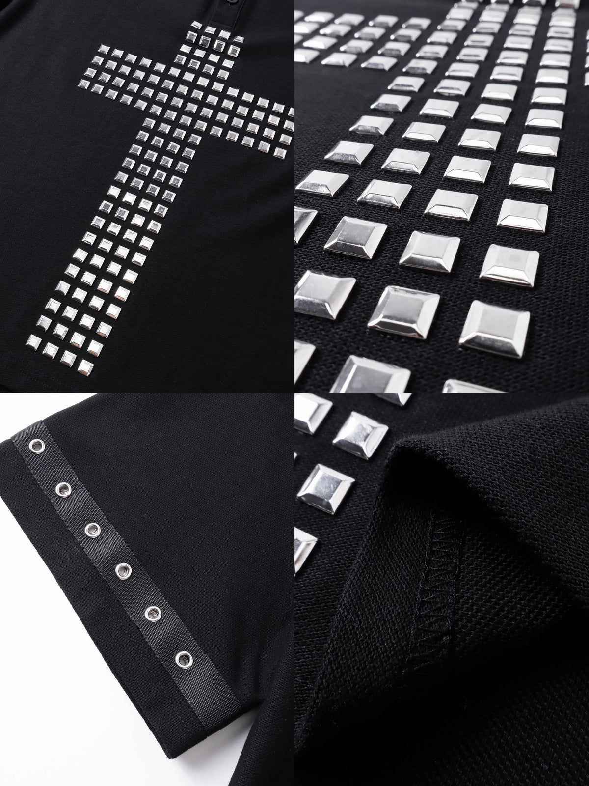 STUDDED CROSS POLO TEE