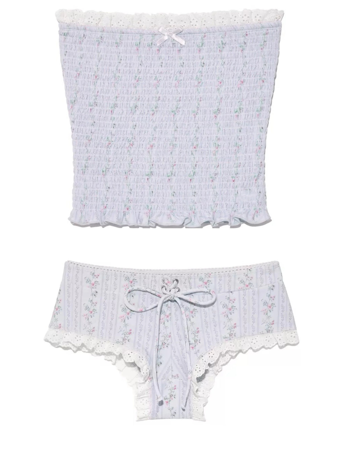 BANDEAU FLORAL TWO-PIECE SWIMSUIT