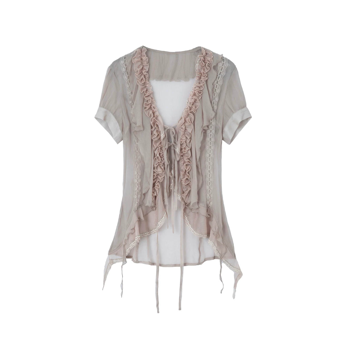 IRREGULAR HEM RUFFLE SHIRT