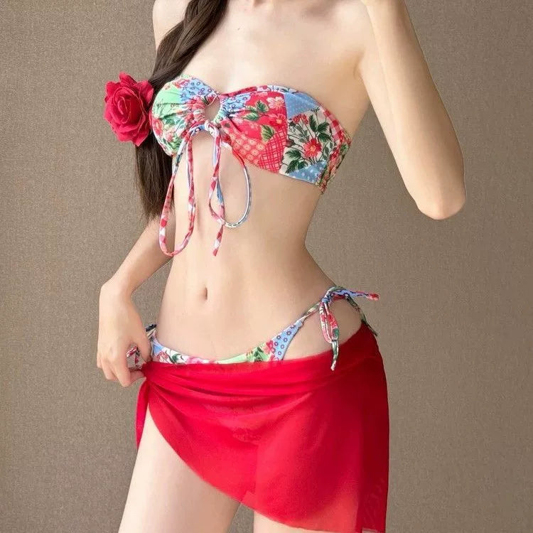 BANDEAU BIKINI SET: ETHNIC PRINT
