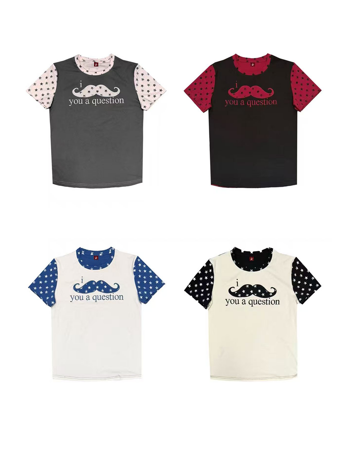 MOUSTACHE PATCH COLOR BLOCK T-SHIRT