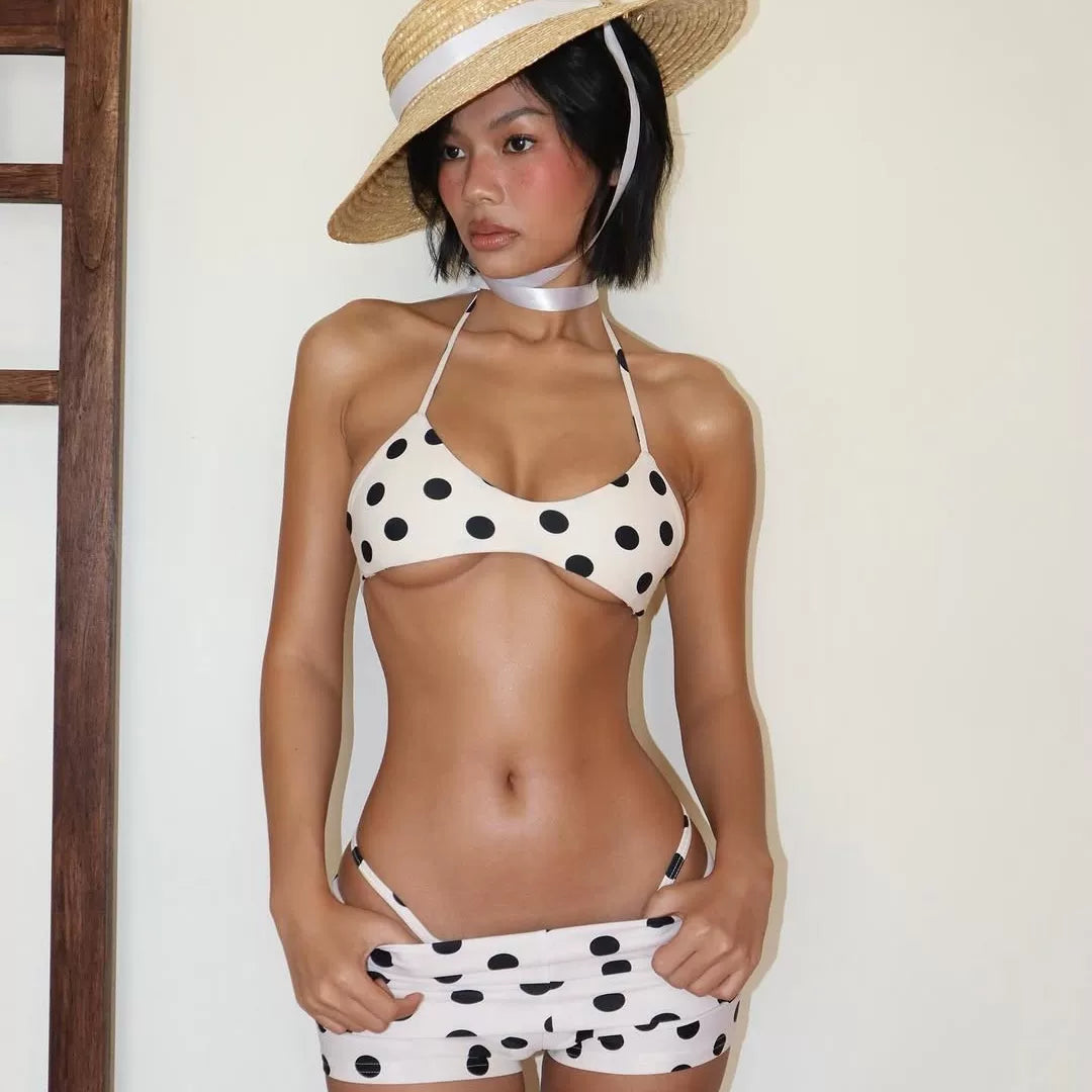 POLKA-DOT HALTER BIKINI SET