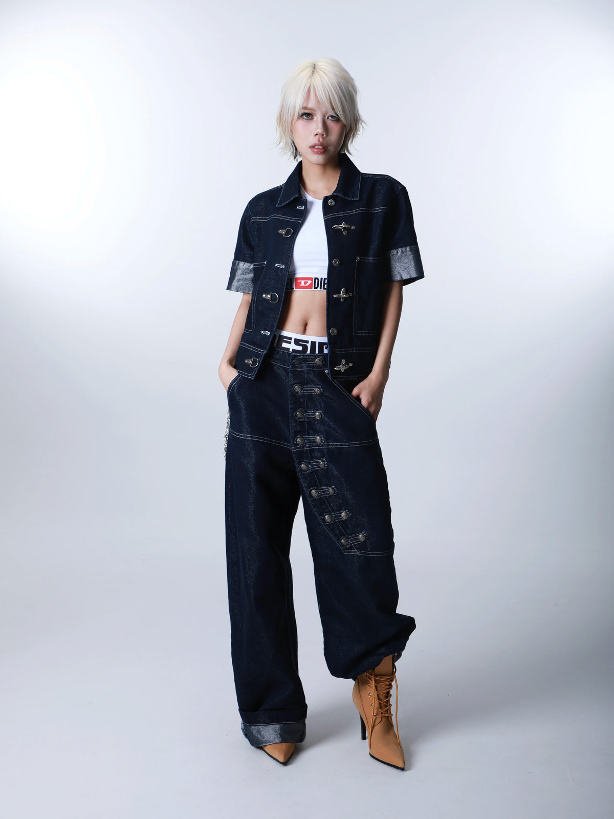 DENIM COWBOY JACKET WITH SILVER THREADS