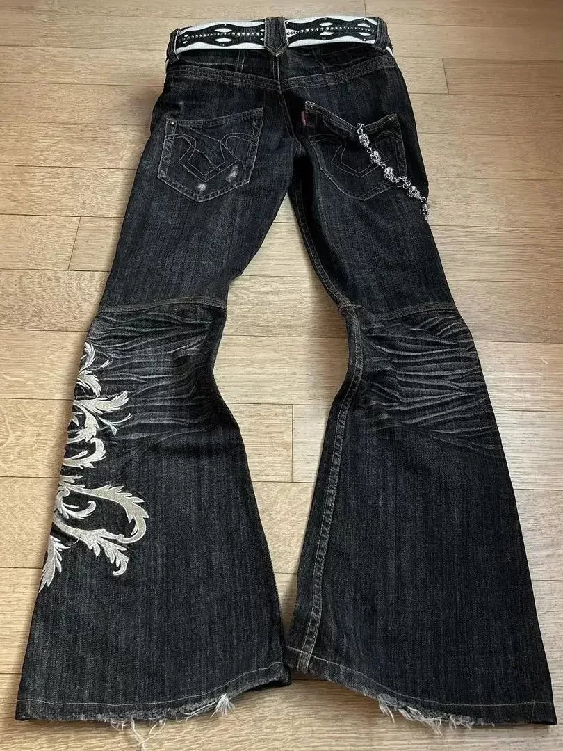 PUNK FLARE EMBROIDERED JEANS