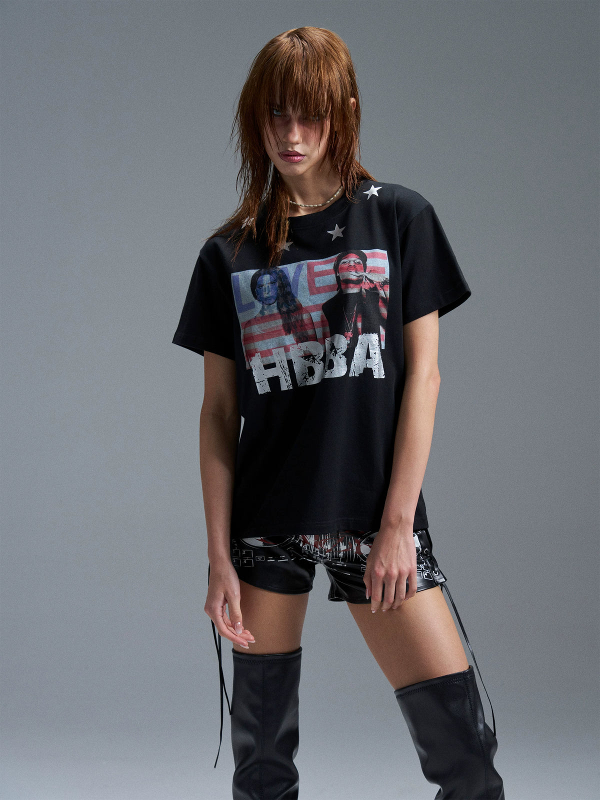 HOT-STAMPED SILVER SHOULDER T-SHIRT