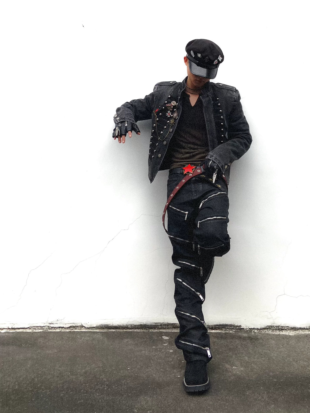 MULTI-ZIPPER SLIM FIT PANTS
