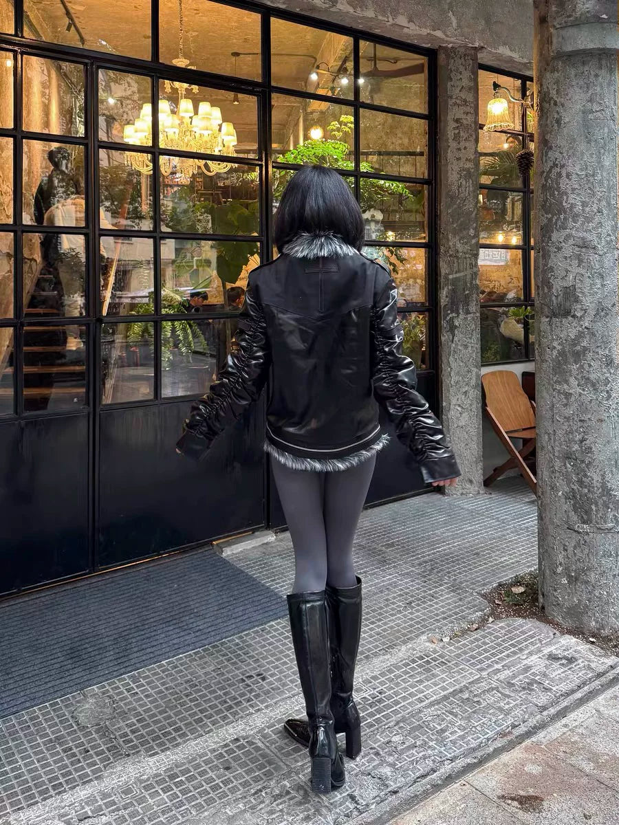 THICK COTTON COAT WITH FUR COLLAR