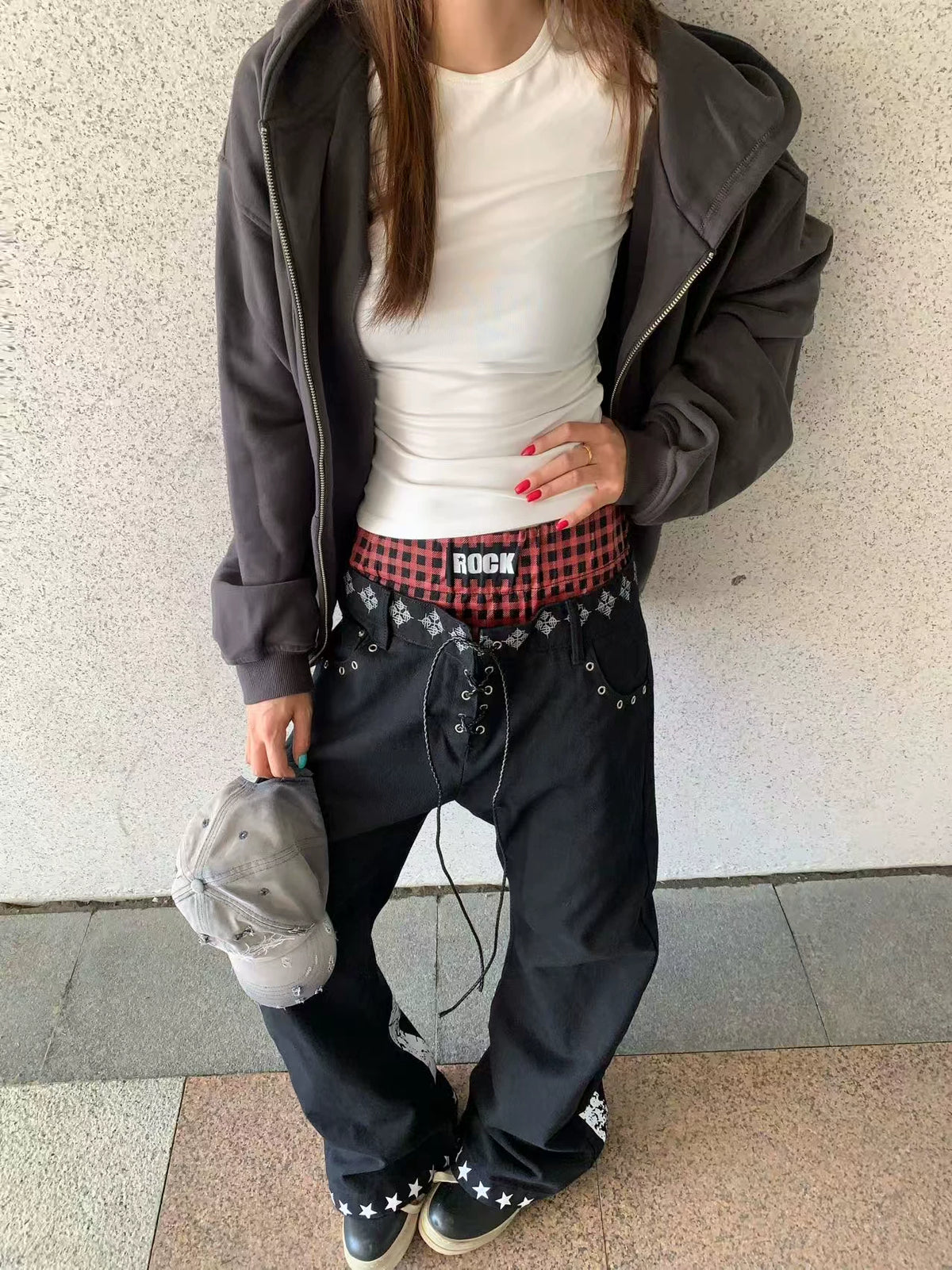 LAYERED COLOR-BLOCKED DRAWSTRING PANTS
