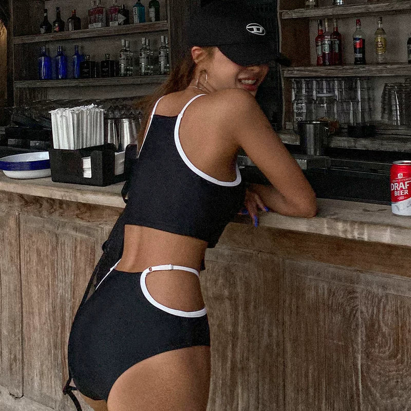 HIGH-WAISTED CUTOUT SWIMSUIT