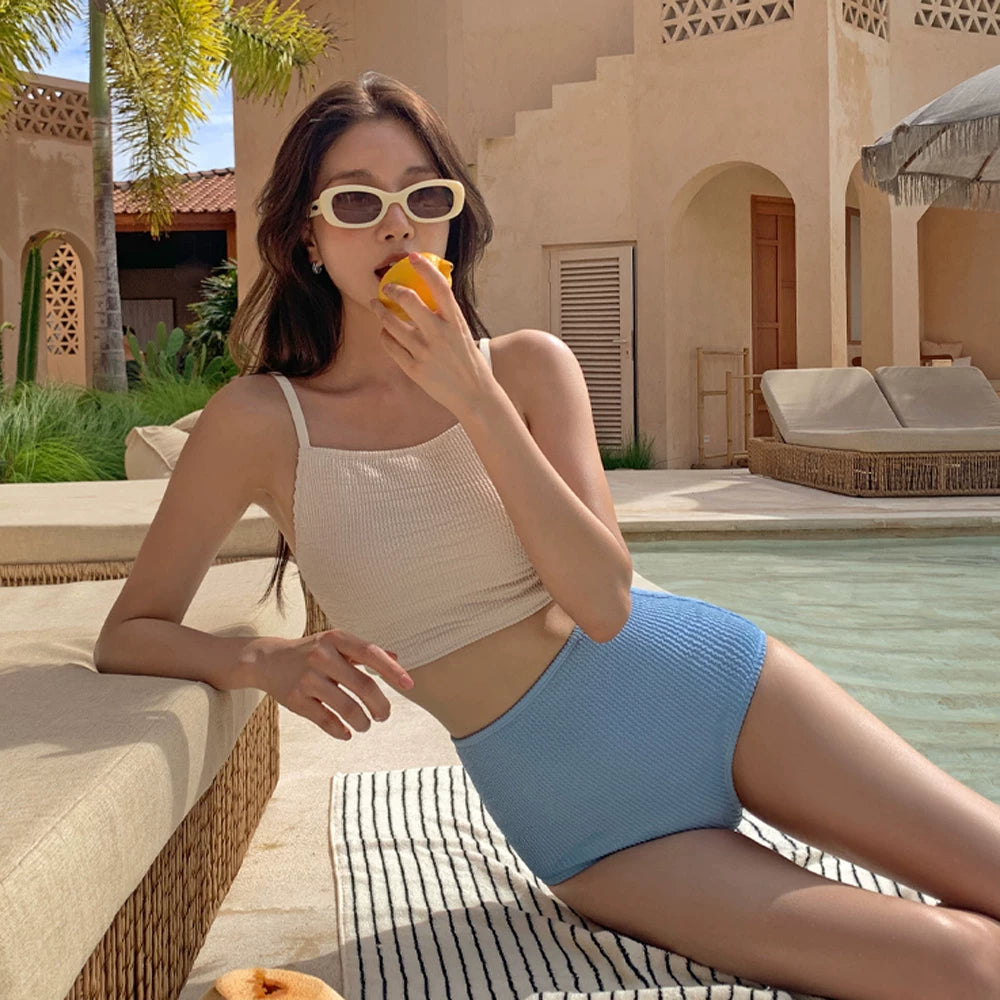 HIGH-WAISTED SPAGHETTI STRAP BIKINI