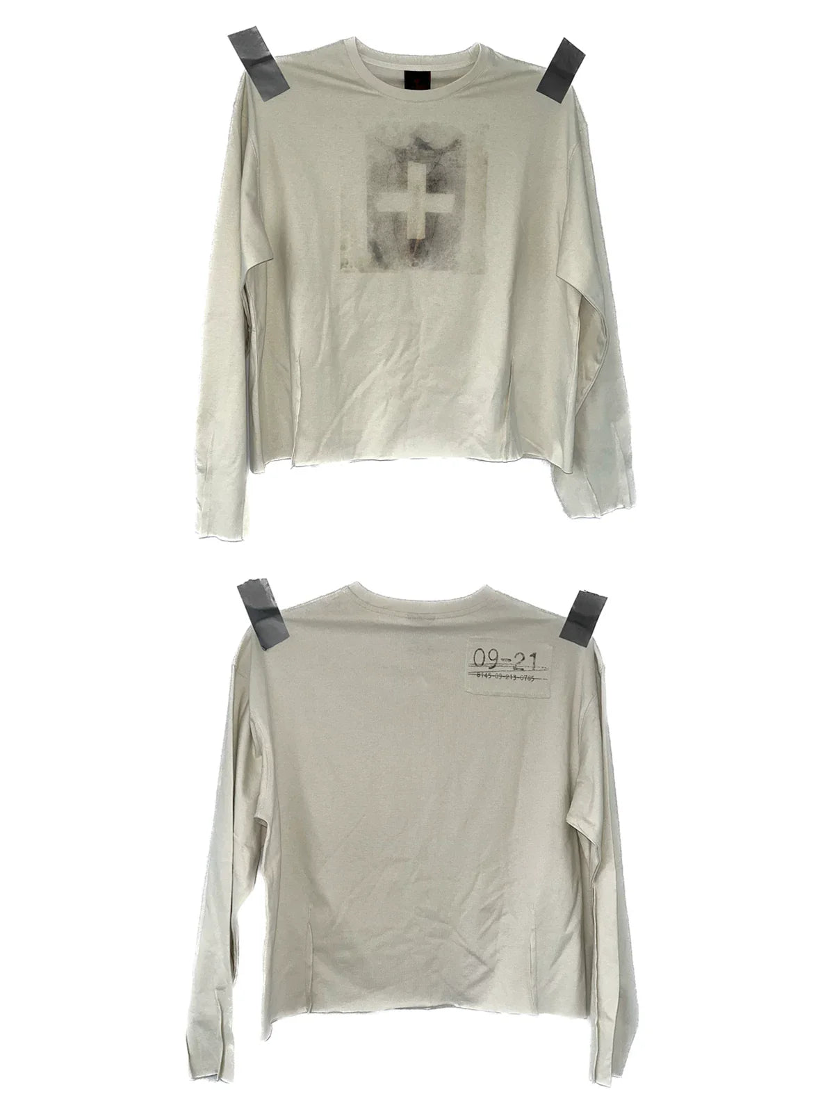 BEIGE PRINTED PLEAT T-SHIRT