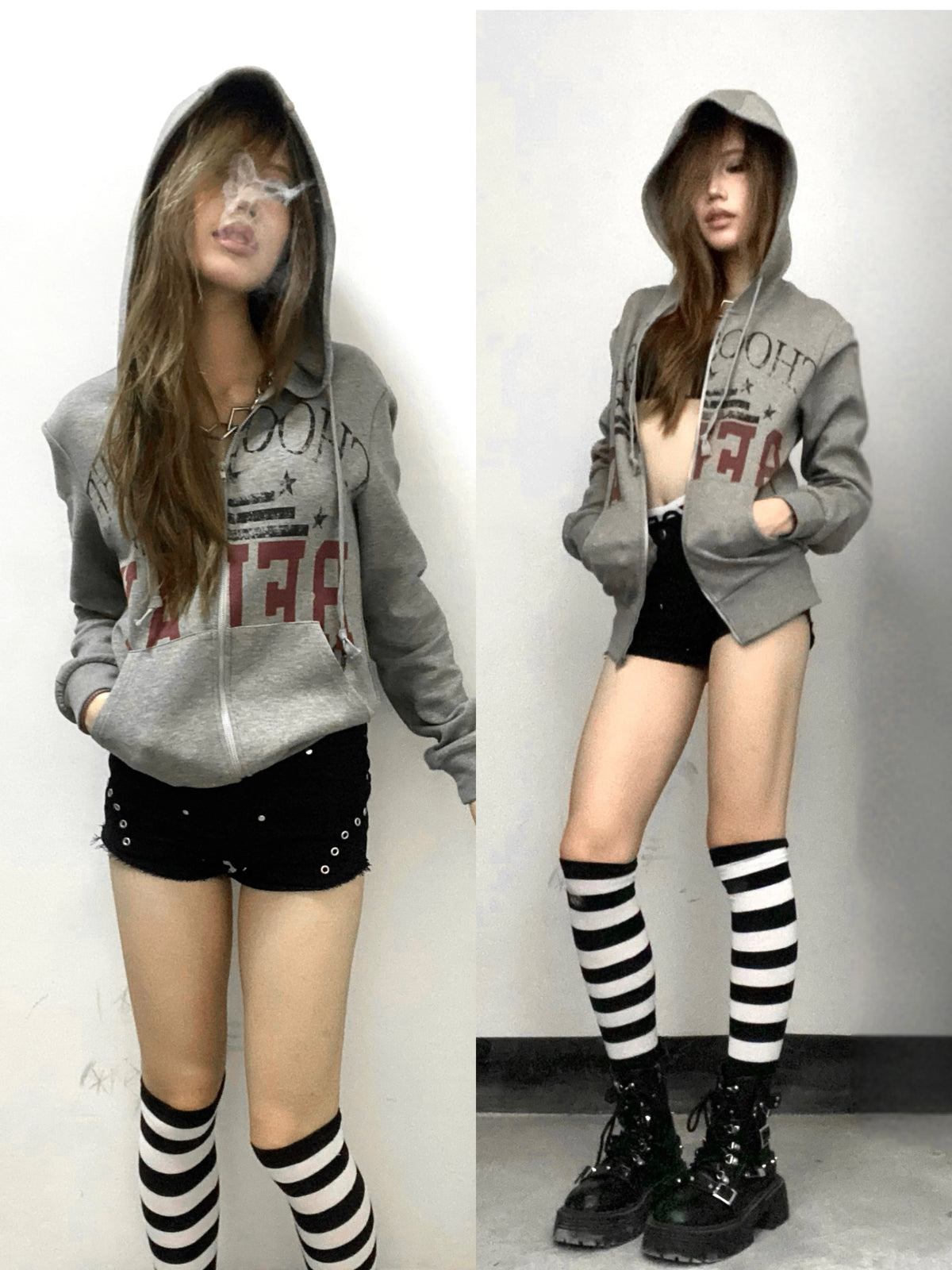 FLORAL GRAY HOODIE SWEATSHIRT