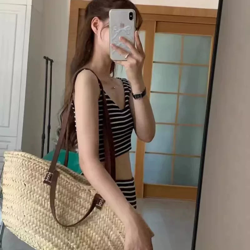 RETRO STRIPED HIGH-WAISTED SWIMSUIT