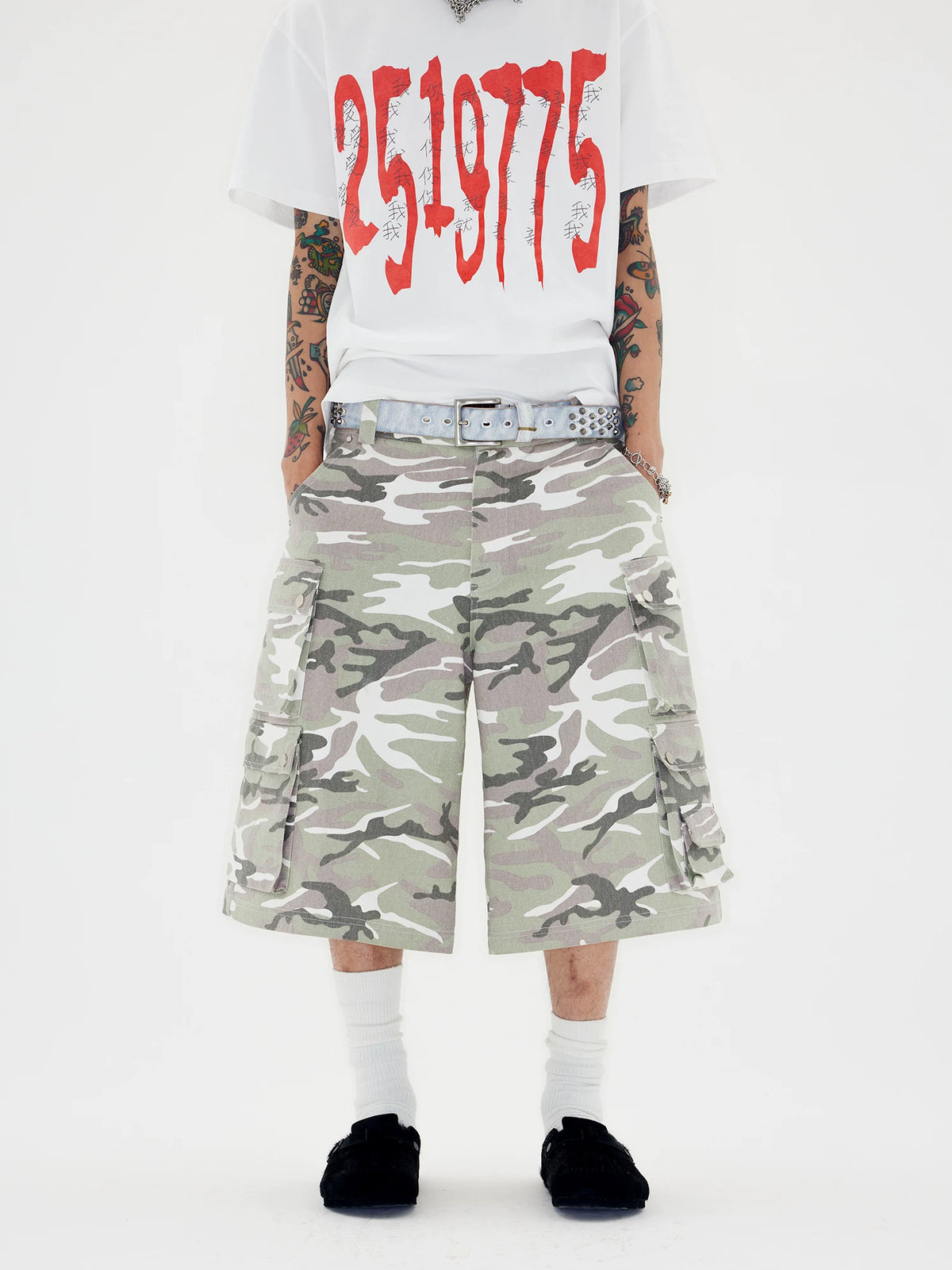 NICHE CAMOUFLAGE CANVAS SHORTS