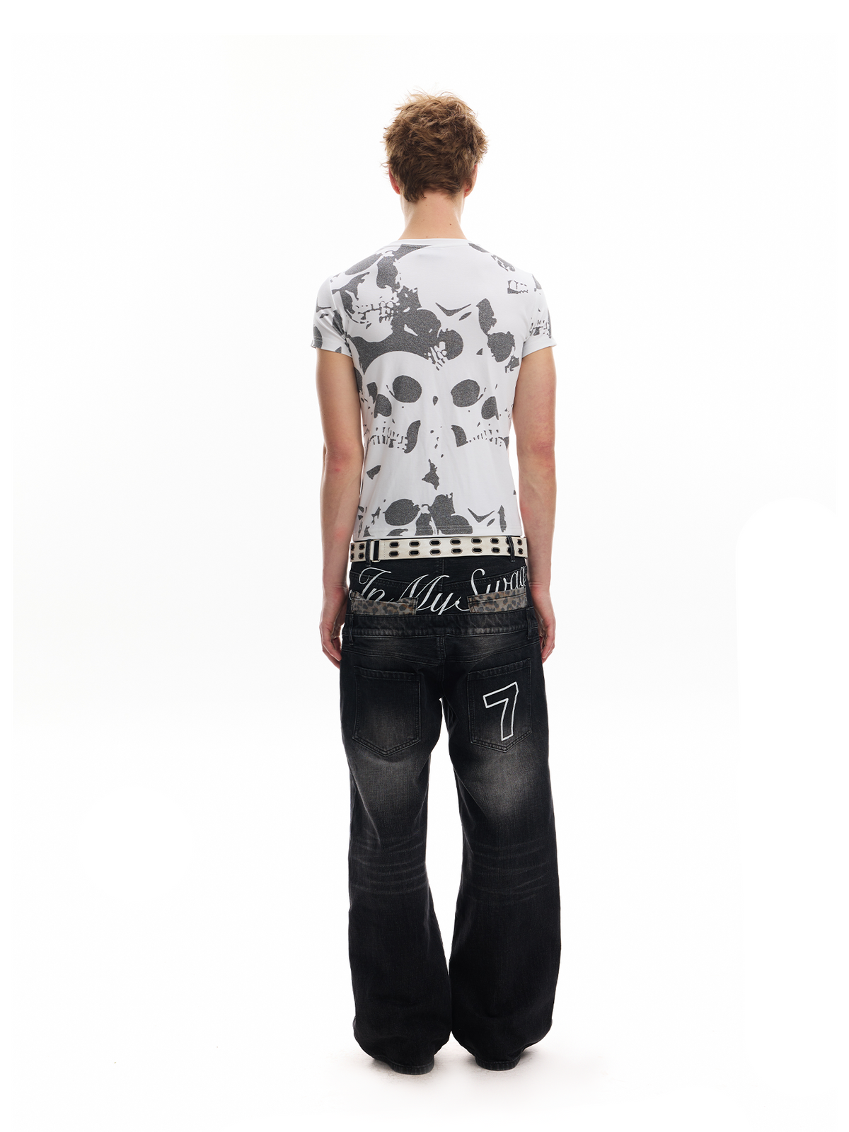LEOPARD EMBELLISHED BAGGY JEANS