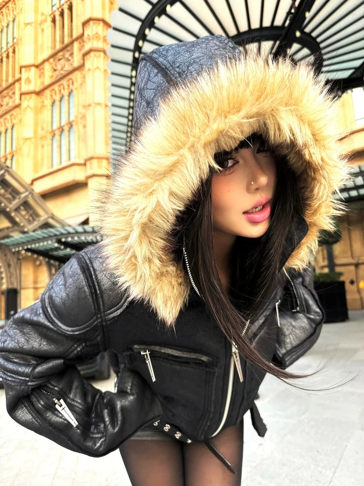 FAUX LEATHER MULTI-ZIPPER JACKET