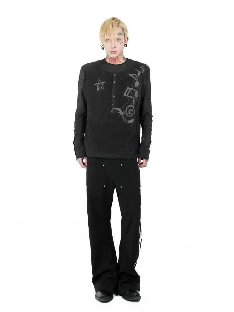 TRANSPARENT LAYERED BUTTON T-SHIRT