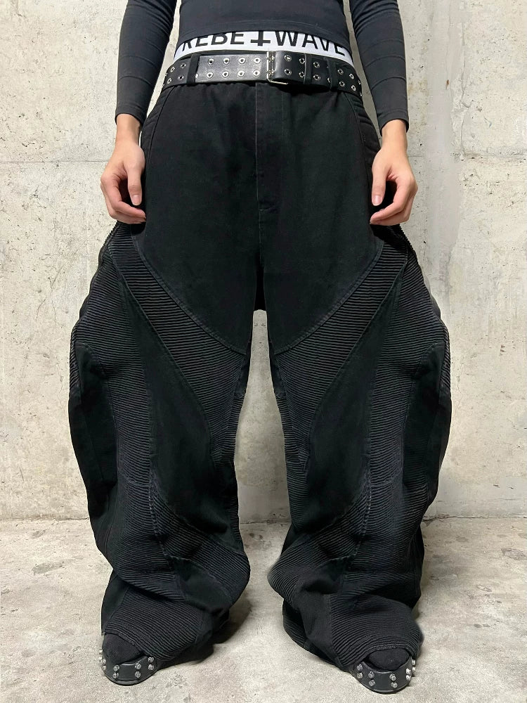 ALIEN SKELETAL WIDE LEG JEANS