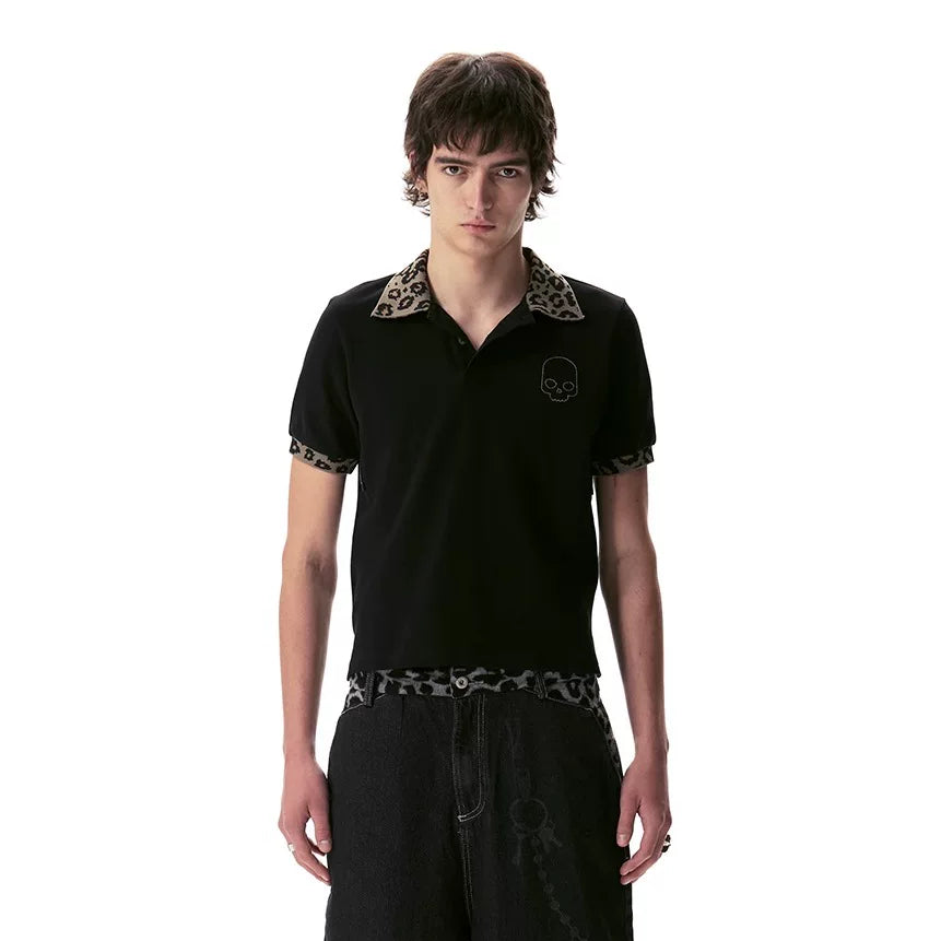 LEOPARD PRINT SKULL POLO