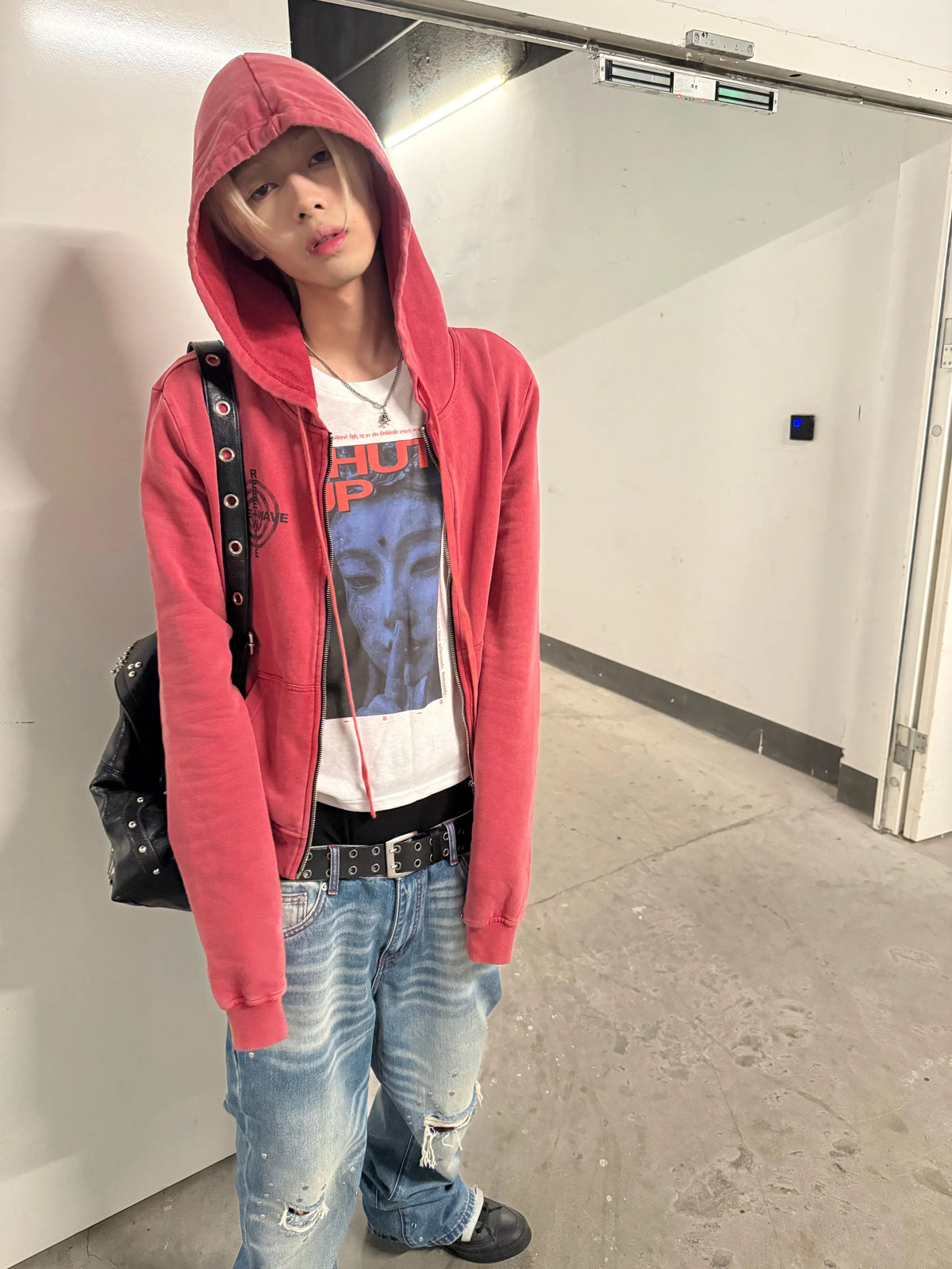 PINK WASHED ZIPPER HOODIE